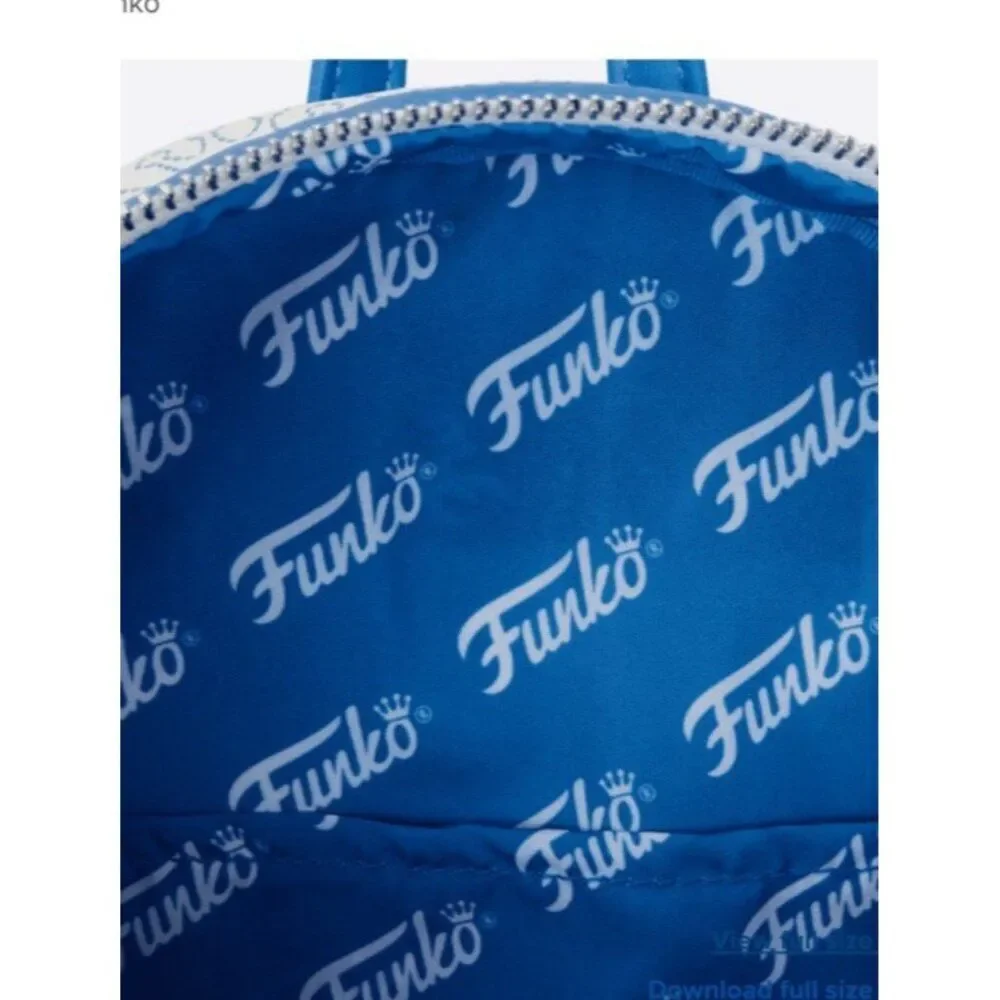 Loungefly Funko Logo Crown Pattern Blue & White Mini Backpack NWT